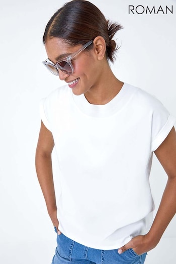 Roman White Plain Stretch Jersey T-Shirt (E15520) | £32