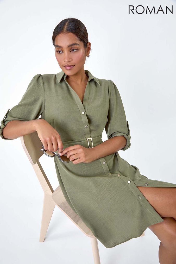 Buy Women s 20 Roman Belted 3 4 Sleeve Casual Collared Dresses Online OnlinenevadaShops