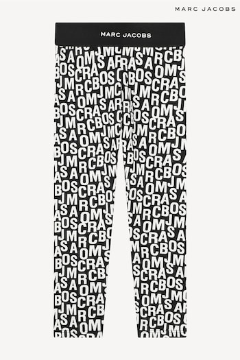 Marc Jacobs All Over Logo Print Black Leggings (E15598) | £69 - £85