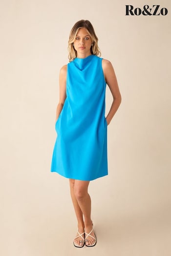 Ro&Zo Cowl Neck Linen Blend Shift Dress (E15648) | £79
