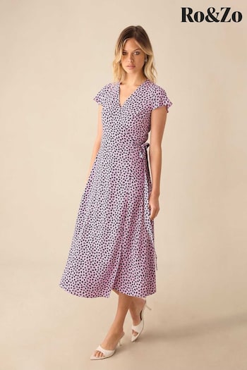 Ro&Zo Pink Ditsy Print Wrap Midi Dress (E15657) | £79