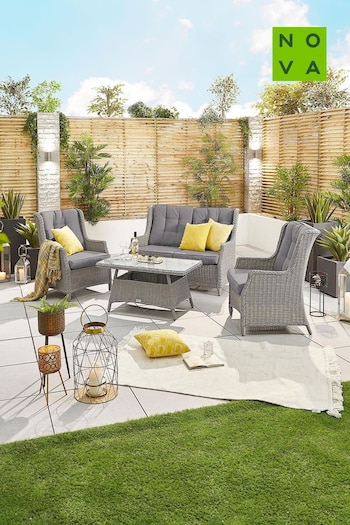 Nova Outdoor Living White Wash Heritage Thalia Garden 2 Seater Rattan Sofa Set (E15699) | £1,300