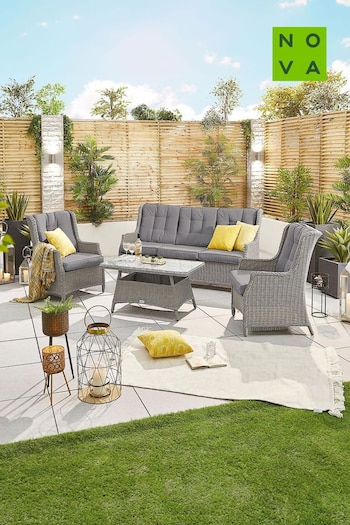 Nova Outdoor Living White Wash Heritage Thalia Garden 3 Seater Rattan Sofa Set (E15702) | £1,400