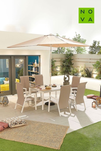 Nova Outdoor Living White Venice 6 Seat Garden Set 1.5m x 1m Dining Table (E15703) | £2,000