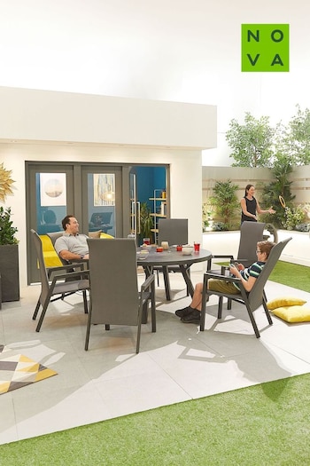 Nova Outdoor Living Grey Venice 6 Seat Garden Set 1.4m Round Dining Table (E15705) | £2,100