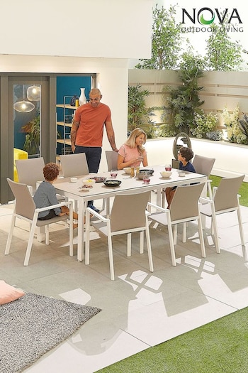 Nova Outdoor Living White Roma 8 Seater Garden Dining Set with 2m x 1m Table (E15727) | £1,900