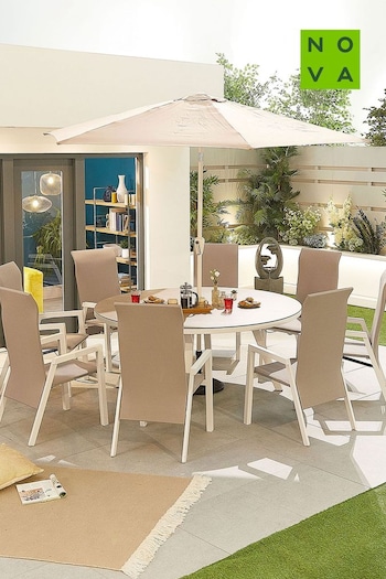 Nova Outdoor Living White Venice 8 Seat Garden Set 1.8m Round Dining Table (E15729) | £2,800