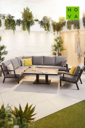 Nova Outdoor Living Grey Vogue Garden Dining Corner Set with Rising Table & Armchair (E15732) | £2,200