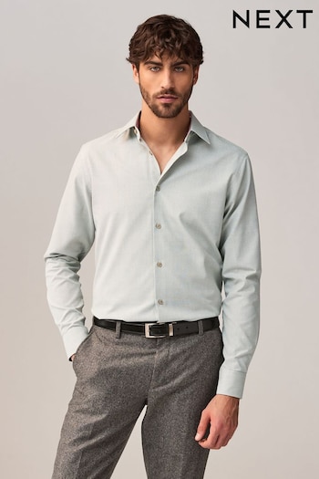 Sage Green Regular Fit Trimmed Easy Care Single Cuff Oxford Shirt (E15760) | £32