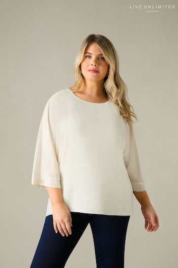 Live Unlimited Curve Textured Overlay Ivory White Top (E15934) | £55
