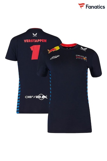 Fanatics Womens F1 Red Bull Racing 2024 Team Max Verstappen Driver Blue T-Shirt (E15949) | £60