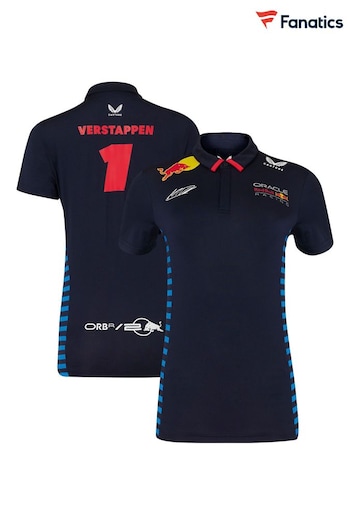 Fanatics Womens F1 Red Bull Racing 2024 Max Verstappen Team Blue logo Polo Shirt (E15950) | £75