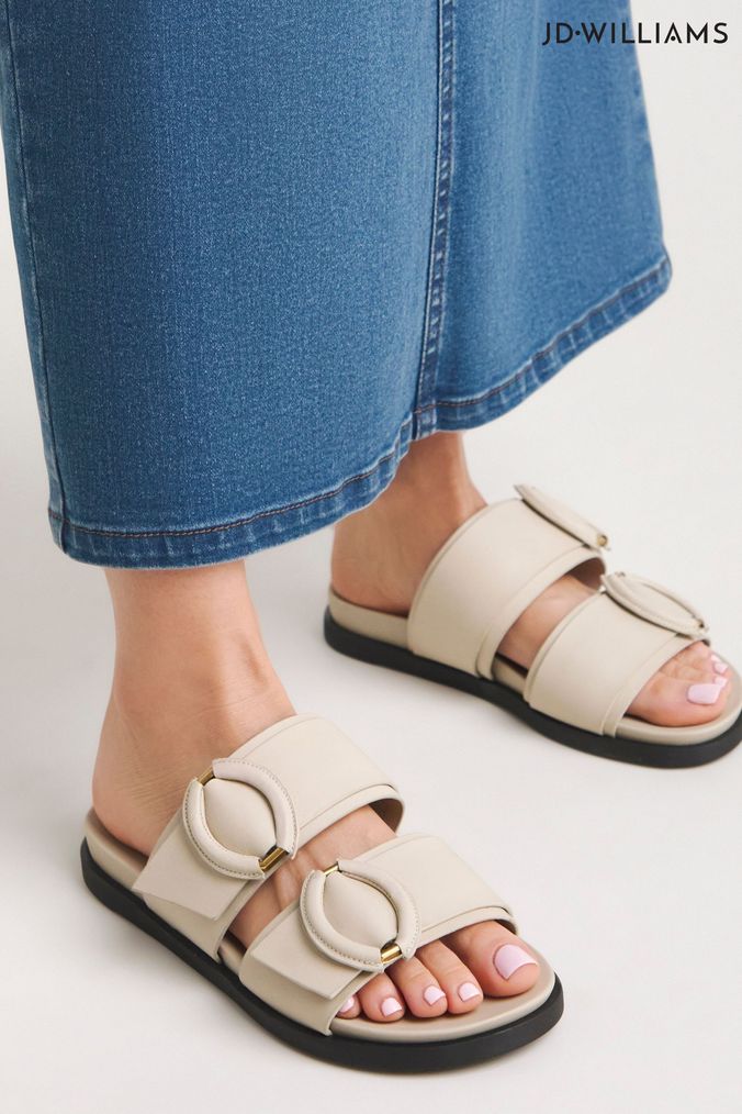 Buy Women s Natural Sliders Sandals Online Next UK