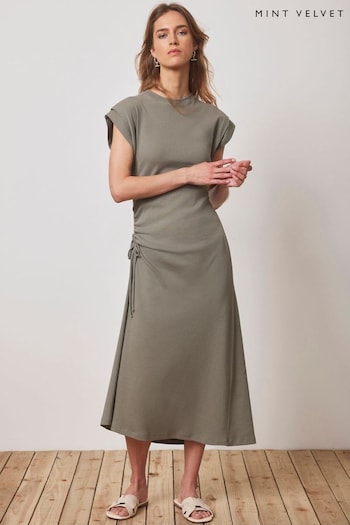 Mint Velvet Green Jersey Tie Midi BERMUDA Dress (E16441) | £99