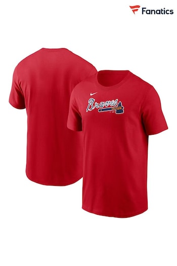 Fanatics Red MLB Atlanta Braves Fuse Wordmark 100% Cotton T-Shirt (E16515) | £30