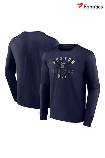 Fanatics Blue MLB Boston Red Sox Clubhouse Rebel Long Sleeve Crew 100% Cotton T-Shirt (E16704) | £40