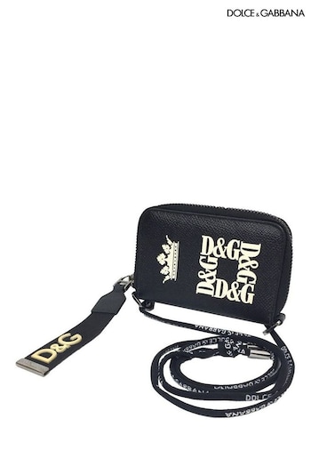 dolce gabbana printed logo boxer briefs item Leather Zipper Black Wallet with Shoulder Strap (E17007) | £285