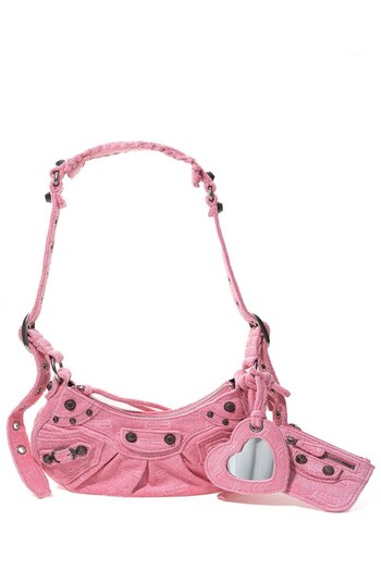 Balenciaga Pink Chenille-effect Leather Shoulder Bag with Heart Mirror (E17040) | £2,030