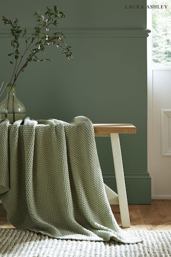 Laura Ashley Green Parker 100% Cotton Throw (E17173) | £58