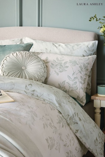 Laura Ashley Set of 2 Natural Sage Lockwood 100% Cotton Pillowcases (E17191) | £22