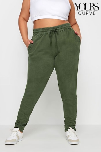 Yours Curve Green YOURS Curve Forest Green Acid Wash Joggers (E17231) | £27