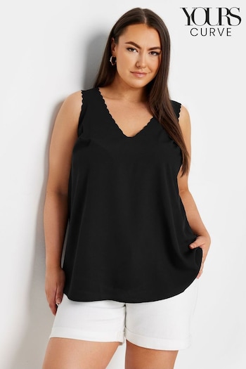 Yours Curve Black Scallop Edge Cami (E17291) | £19