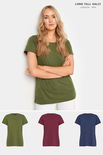 Long Tall Sally Red Basic V-Neck T-Shirts T-shirts 3 Pack (E17306) | £33