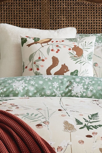 Laura Ashley Sage Green Autumnal Woodland 100% Cotton Cushion (E17369) | £35