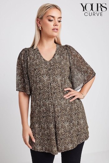 Yours Curve Brown Leopard Print Mesh Swing Top (E17563) | £27