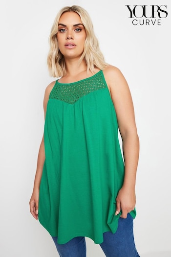 Yours Curve Green Crochet Detail Vest (E17604) | £19