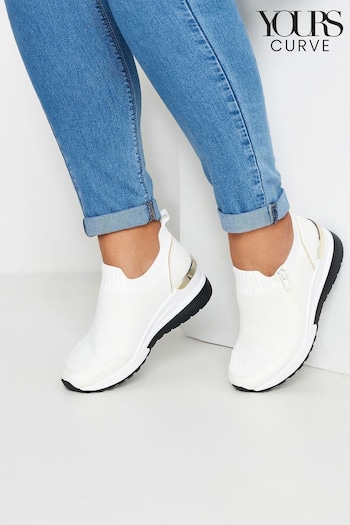 Yours Curve White Wide Fit Wedges Trainers (E17619) | £39