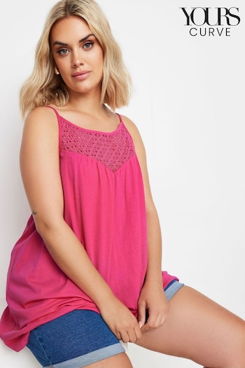 Yours Curve Pink Crochet Detail Vest (E17633) | £19