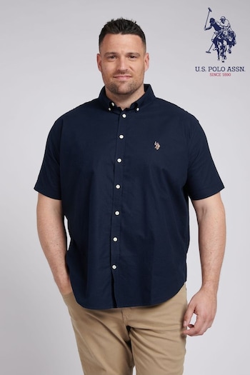U.S. Polo hooded Assn. Mens Blue Big & Tall Short Sleeve Oxford Shirt (E18013) | £65