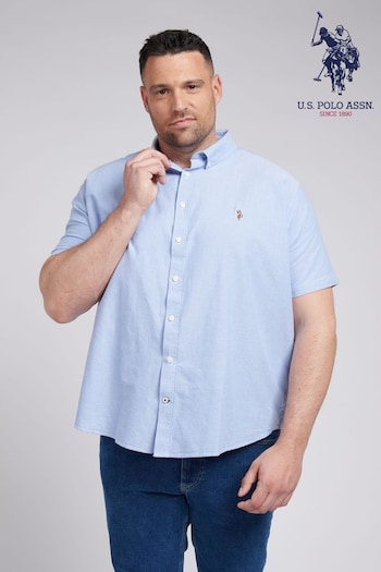 U.S. sen Polo Assn. Mens Blue Big & Tall Short Sleeve Oxford Shirt (E18015) | £65
