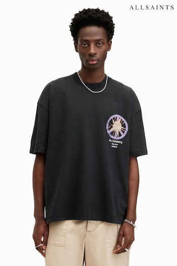 AllSaints Black Orbs Short Sleeve Crew T-Shirt (E18109) | £55