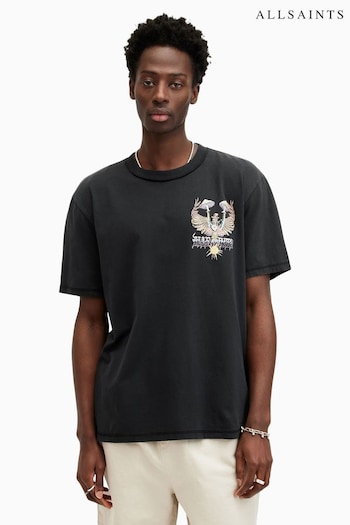 AllSaints Black Strummer Shortsleeve Crew T-Shirt (E18127) | £55