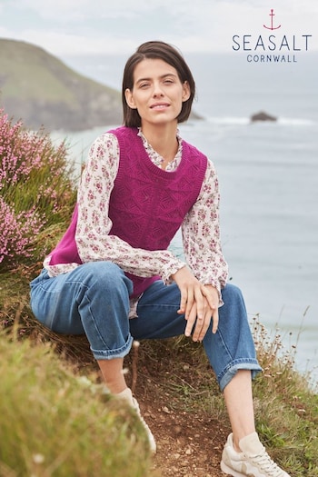 Seasalt Cornwall Pink Doe Path Knitted Vest (E18268) | £60