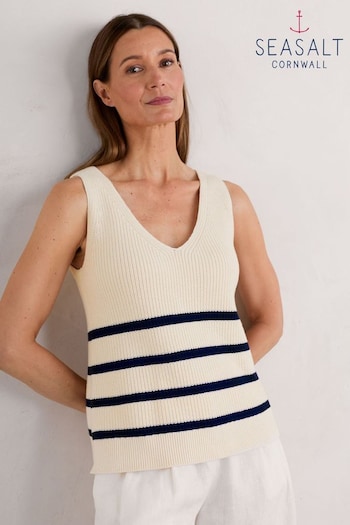 Seasalt Cornwall Natural Canary Organic Cotton Knitted Vest Top (E18279) | £46