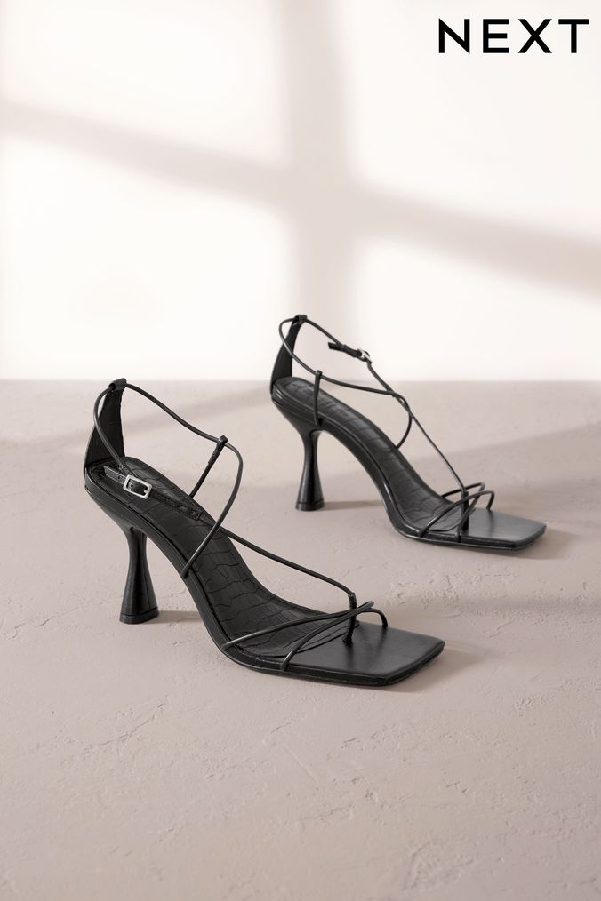 Next black strappy sandals 2025