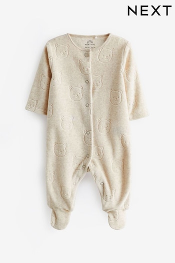 Neutral Teddy Bear Textured Baby Sleepsuit (0mths-3yrs) (E18519) | £12 - £14