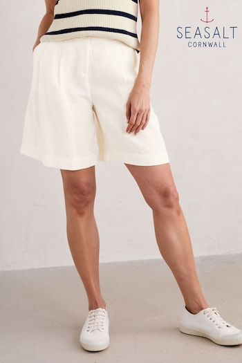 Seasalt Cornwall White Clover Bloom Linen Shorts (E18560) | £53