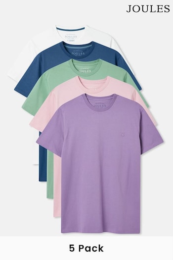 Joules Denton 5 Pack Mixed Colours Crew Neck T-Shirts (E18622) | £80