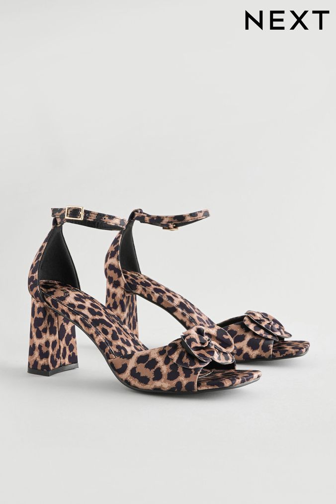Leopard print heeled sandals uk store