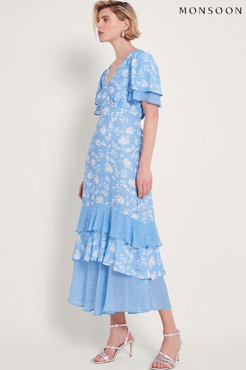 Monsoon Blue Simone Tiered Dress (E18871) | £110