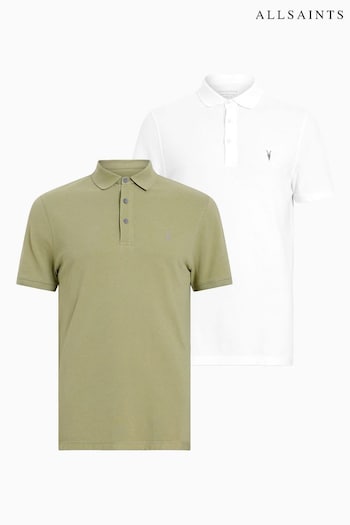 AllSaints White Reform Short Sleeve Polo Shirt 2 Pack (E19231) | £119