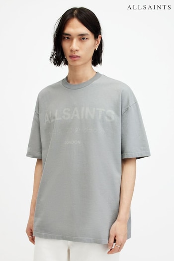 AllSaints Grey Laser Shortsleeve Crew Neck T-Shirt (E19262) | £55