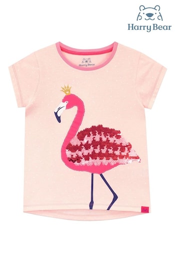 Harry Bear Pink Flamingo Sequin T-Shirt (E19310) | £13