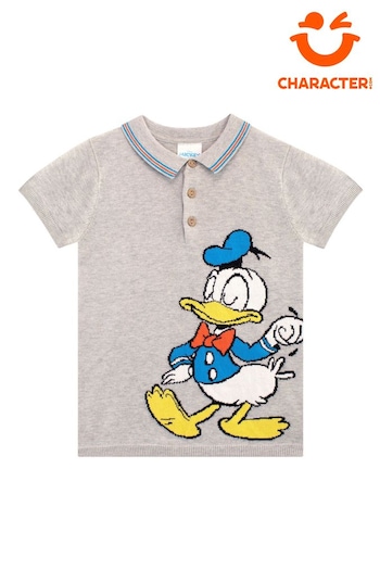 Character Grey Disney Donald Duck Polo Button Shirt (E19314) | £23