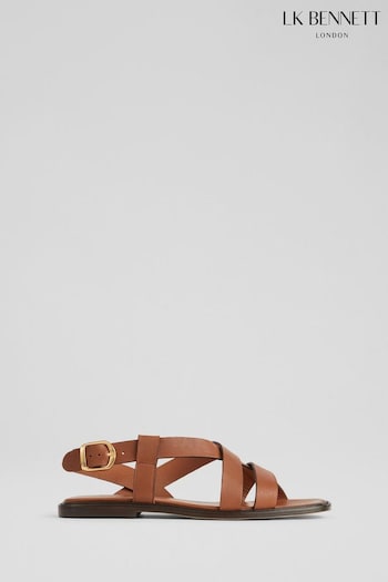 LK Bennett Telma Leather Flat Brown Fabric sandals (E19400) | £199