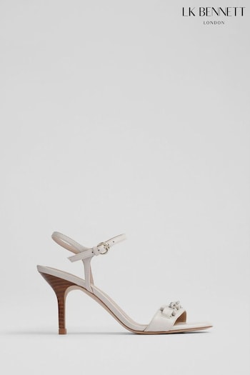 LK Bennett Grey Ivonne Leather Kitten Heel Sandals (E19434) | £299